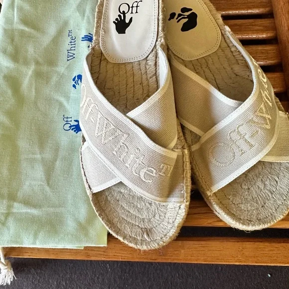 NEW OFF WHITE Elegant Cream Espadrille Sandals - Picture 3 of 8